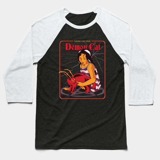 Demon Cat Baseball T-Shirt by Hmus